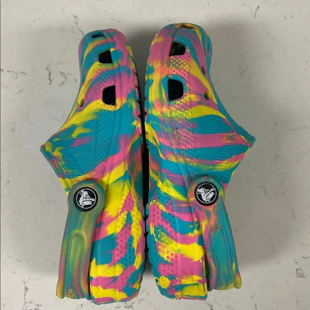 Crocs Classic Marbled Kids Clogs (207464) - Digital Aqua/Multi Size 2 Junior